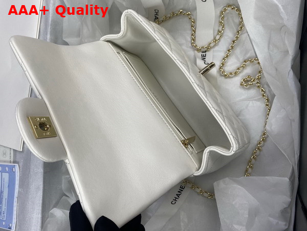 Chanel Mini Flap Bag with Top Handle Lambskin Gold Tone Metal White Ref AS2431 Replica