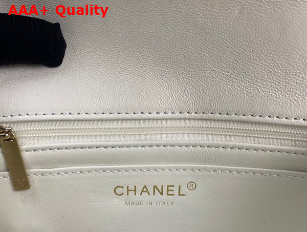 Chanel Mini Flap Bag with Top Handle Lambskin Gold Tone Metal White Ref AS2431 Replica