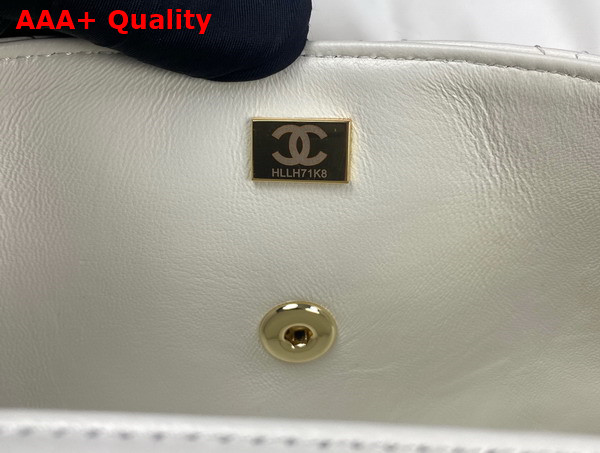 Chanel Mini Flap Bag with Top Handle Lambskin Gold Tone Metal White Ref AS2431 Replica