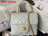 Chanel Mini Flap Bag with Top Handle Light Blue Lambskin Gold Tone Metal AS4035 Replica