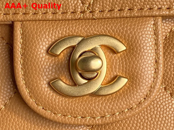 Chanel Mini Flap Bag with Top Handle Light Brown Grained Shiny Calfskin Gold Tone Metal AS5165 Replica