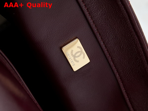 Chanel Mini Flap Bag with Top Handle Shiny Lambskin Gold Tone Metal Burgundy AS5043 Replica