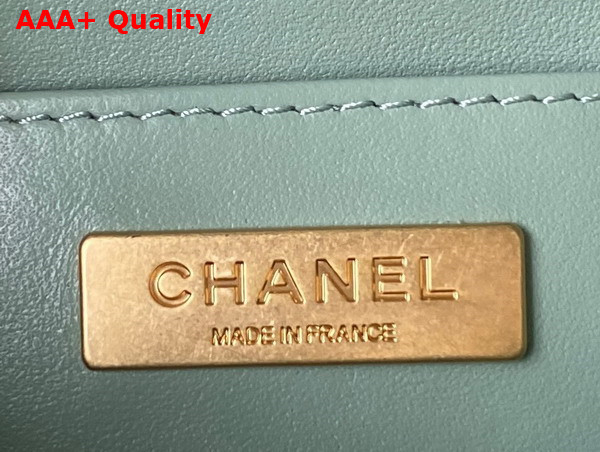 Chanel Mini Flap Bag with Top Handle Tweed Lambskin Gold Tone Metal Light Blue and Ecru AS4035 Replica