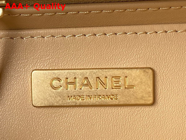 Chanel Mini Flap Bag with Top Handle Tweed Lambskin Gold Tone Metal Orange and Ecru AS4035 Replica