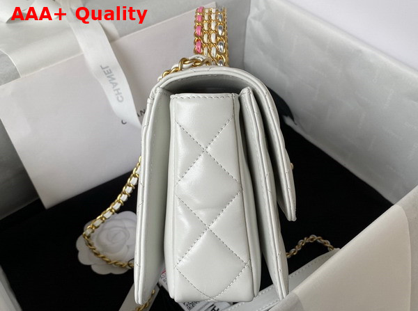 Chanel Mini Flap Bag with Top Handle White Shiny Calfskin and Gold Tone Metal AS3886 Replica