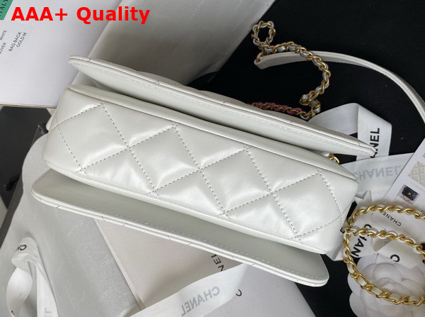 Chanel Mini Flap Bag with Top Handle White Shiny Calfskin and Gold Tone Metal AS3886 Replica