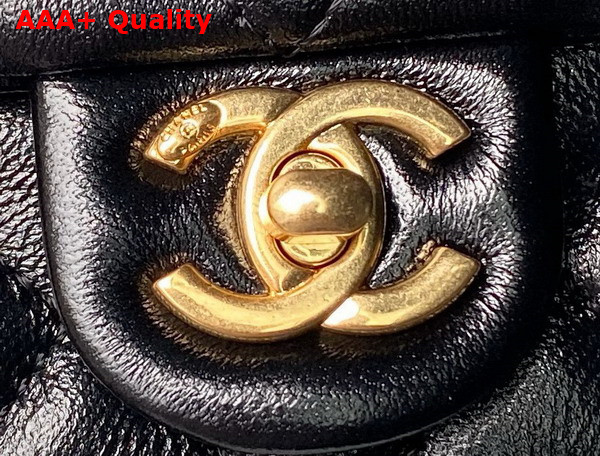 Chanel Mini Flap Bag with Top Handle in Black Shiny Lambskin Gold Tone Metal AS4992 Replica