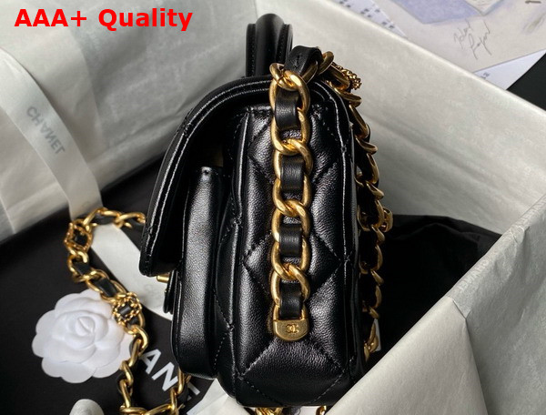 Chanel Mini Flap Bag with Top Handle in Black Shiny Lambskin Gold Tone Metal AS4992 Replica