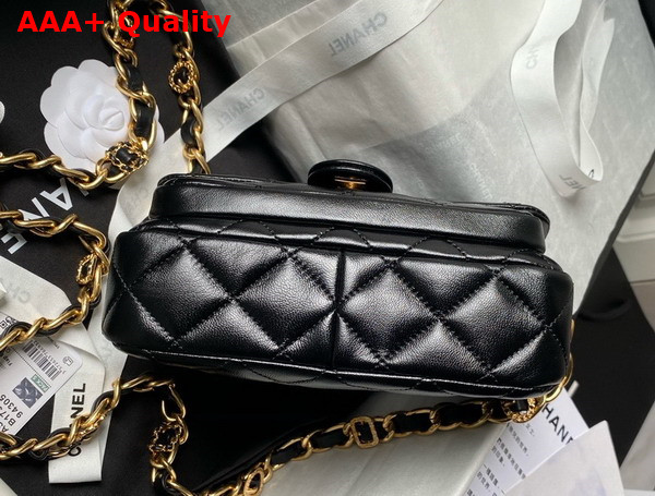 Chanel Mini Flap Bag with Top Handle in Black Shiny Lambskin Gold Tone Metal AS4992 Replica