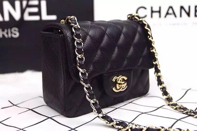 Chanel Mini Flap Black Caviar Gold Hardware for Sale