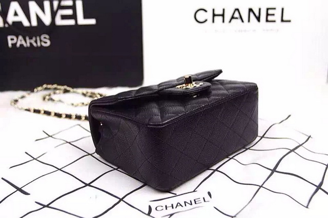 Chanel Mini Flap Black Caviar Gold Hardware for Sale