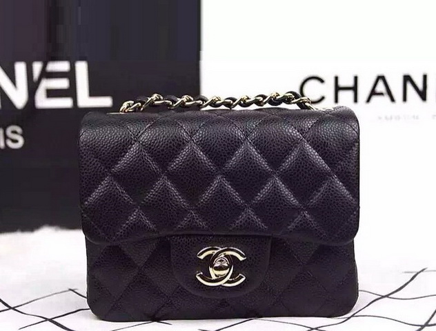 Chanel Mini Flap Black Caviar Gold Hardware for Sale