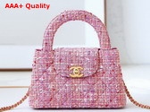 Chanel Mini Shopping Bag Cotton Tweed Gold Tone Metal Pink and Ecru AS4416 Replica