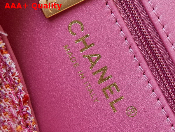 Chanel Mini Shopping Bag Cotton Tweed Gold Tone Metal Pink and Ecru AS4416 Replica