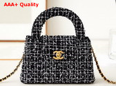 Chanel Mini Shopping Bag Sequin Embroidered Tweed Gold Tone Metal Black White and Silver Ref AS4416 Replica