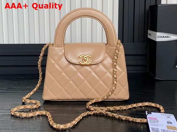 Chanel Mini Shopping Bag in Beige Shiny Aged Calfskin Gold Tone Metal AS4416 Replica