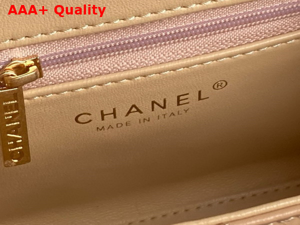 Chanel Mini Shopping Bag in Beige Shiny Aged Calfskin Gold Tone Metal AS4416 Replica