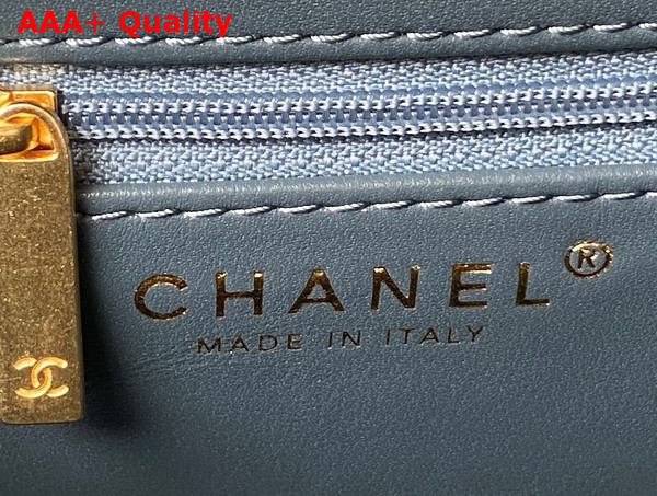 Chanel Mini Shopping Bag in Blue Shiny Aged Calfskin Gold Tone Metal AS4416 Replica