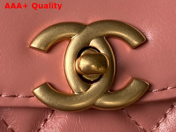 Chanel Mini Shopping Bag in Coral Pink Shiny Aged Calfskin Gold Tone Metal AS4416 Replica