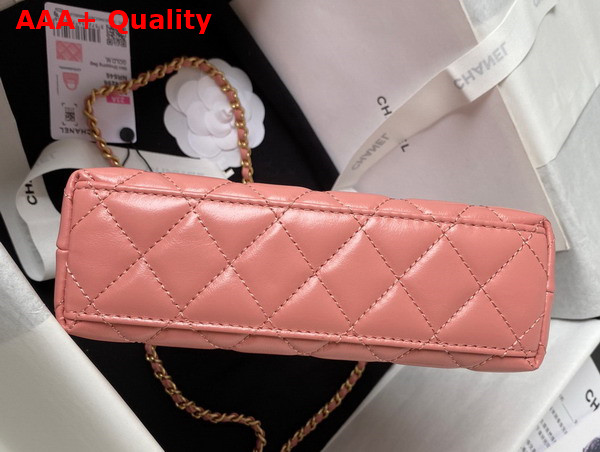 Chanel Mini Shopping Bag in Coral Pink Shiny Aged Calfskin Gold Tone Metal AS4416 Replica