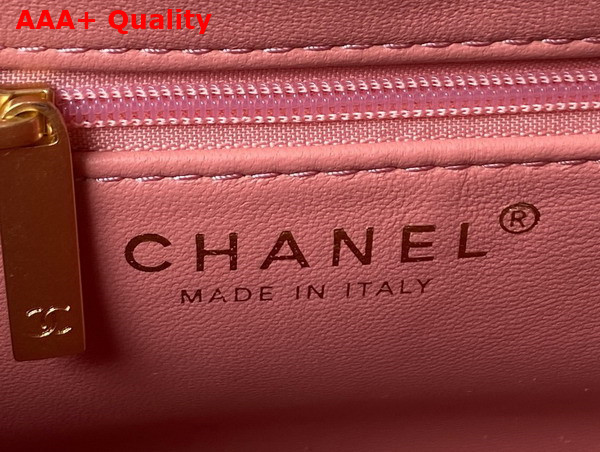 Chanel Mini Shopping Bag in Coral Pink Shiny Aged Calfskin Gold Tone Metal AS4416 Replica