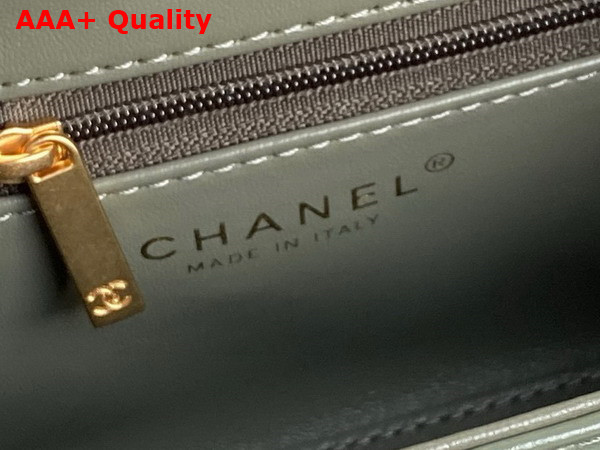 Chanel Mini Shopping Bag in Khaki Shiny Aged Calfskin Gold Tone Metal AS4416 Replica