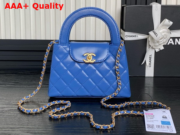 Chanel Mini Shopping Bag in Light Blue Shiny Aged Calfskin Gold Tone Metal AS4416 Replica