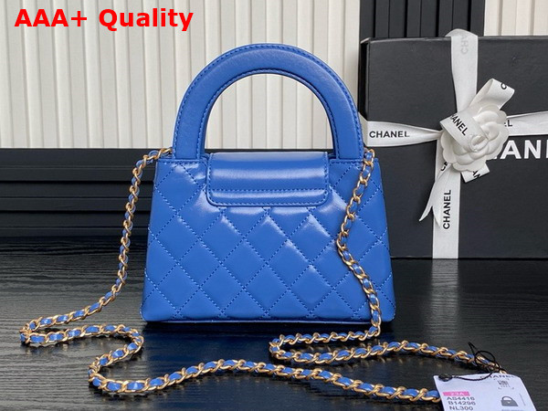 Chanel Mini Shopping Bag in Light Blue Shiny Aged Calfskin Gold Tone Metal AS4416 Replica