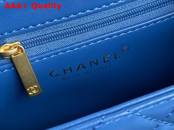 Chanel Mini Shopping Bag in Light Blue Shiny Aged Calfskin Gold Tone Metal AS4416 Replica