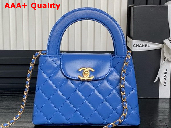 Chanel Mini Shopping Bag in Light Blue Shiny Aged Calfskin Gold Tone Metal AS4416 Replica