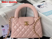 Chanel Mini Shopping Bag in Pink Shiny Aged Calfskin Gold Tone Metal AS4416 Replica