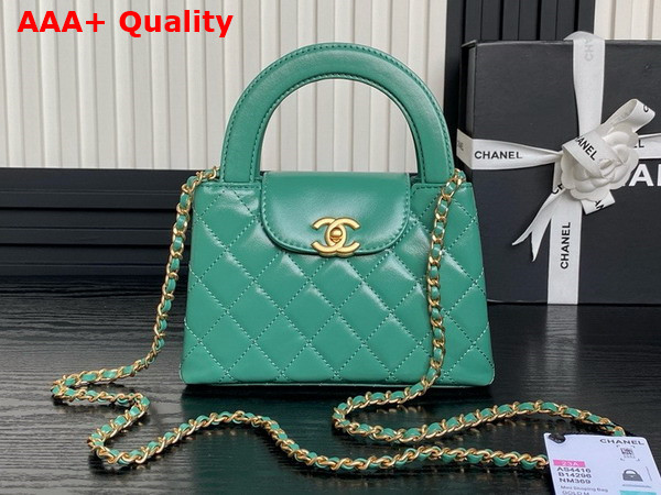 Chanel Mini Shopping Bag in Turquoise Shiny Aged Calfskin Gold Tone Metal AS4416 Replica