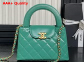 Chanel Mini Shopping Bag in Turquoise Shiny Aged Calfskin Gold Tone Metal AS4416 Replica