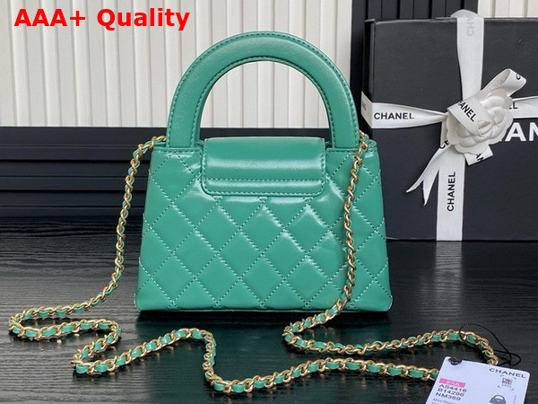 Chanel Mini Shopping Bag in Turquoise Shiny Aged Calfskin Gold Tone Metal AS4416 Replica