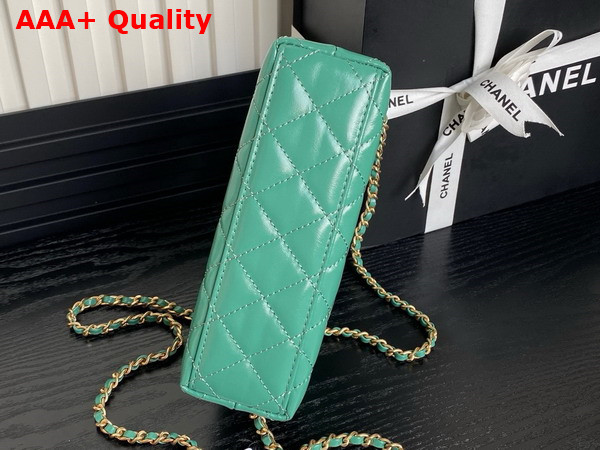 Chanel Mini Shopping Bag in Turquoise Shiny Aged Calfskin Gold Tone Metal AS4416 Replica