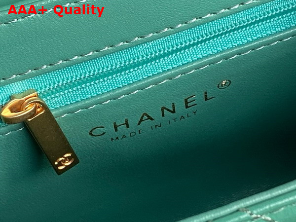 Chanel Mini Shopping Bag in Turquoise Shiny Aged Calfskin Gold Tone Metal AS4416 Replica