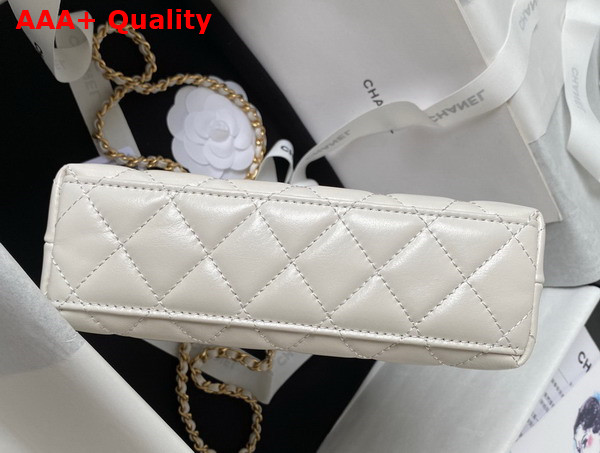 Chanel Mini Shopping Bag in White Shiny Aged Calfskin Gold Tone Metal AS4416 Replica