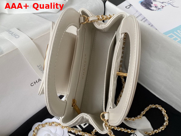 Chanel Mini Shopping Bag in White Shiny Aged Calfskin Gold Tone Metal AS4416 Replica