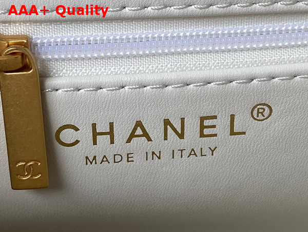 Chanel Mini Shopping Bag in White Shiny Aged Calfskin Gold Tone Metal AS4416 Replica