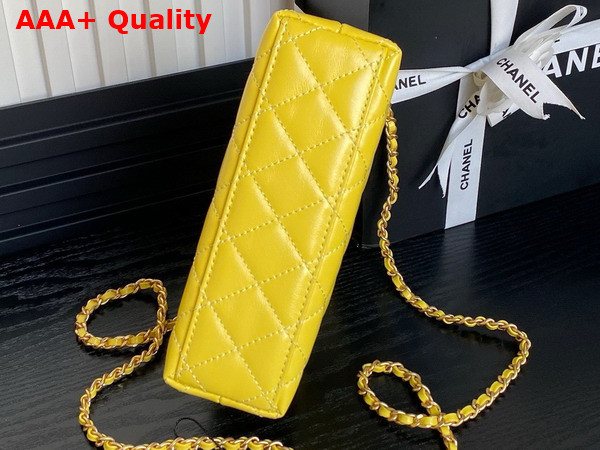 Chanel Mini Shopping Bag in Yellow Shiny Aged Calfskin Gold Tone Metal AS4416 Replica