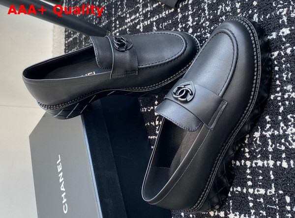 Chanel Moccasins Black Calfskin G46072 Replica