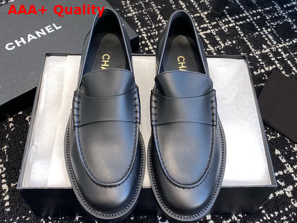 Chanel Moccasins Black Calfskin Replica