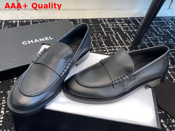 Chanel Moccasins Black Calfskin Replica