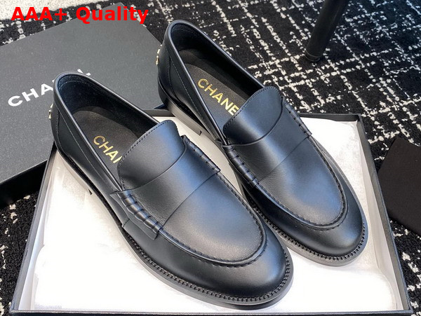 Chanel Moccasins Black Calfskin Replica