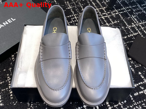 Chanel Moccasins Grey Calfskin Replica