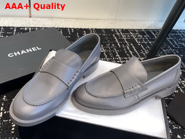 Chanel Moccasins Grey Calfskin Replica