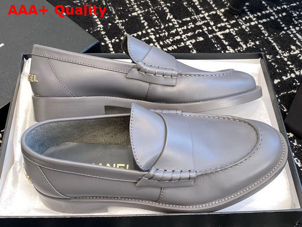 Chanel Moccasins Grey Calfskin Replica