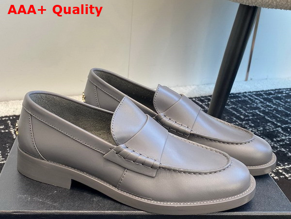 Chanel Moccasins Grey Calfskin Replica