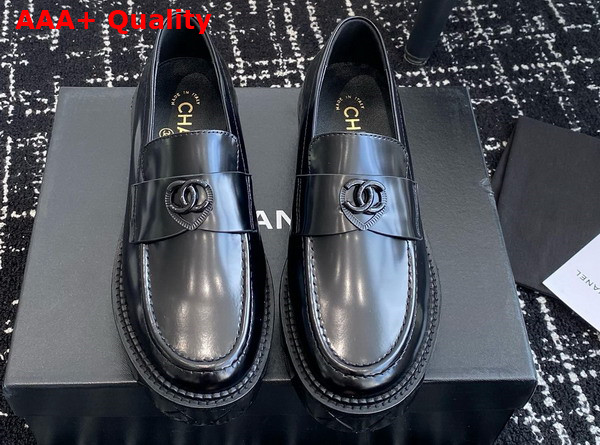 Chanel Moccasins Shiny Calfskin Black G46072 Replica