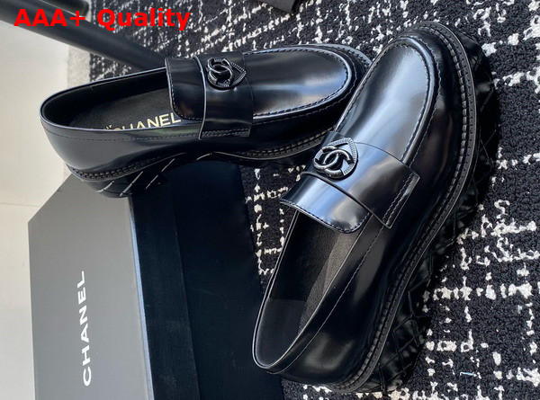 Chanel Moccasins Shiny Calfskin Black G46072 Replica